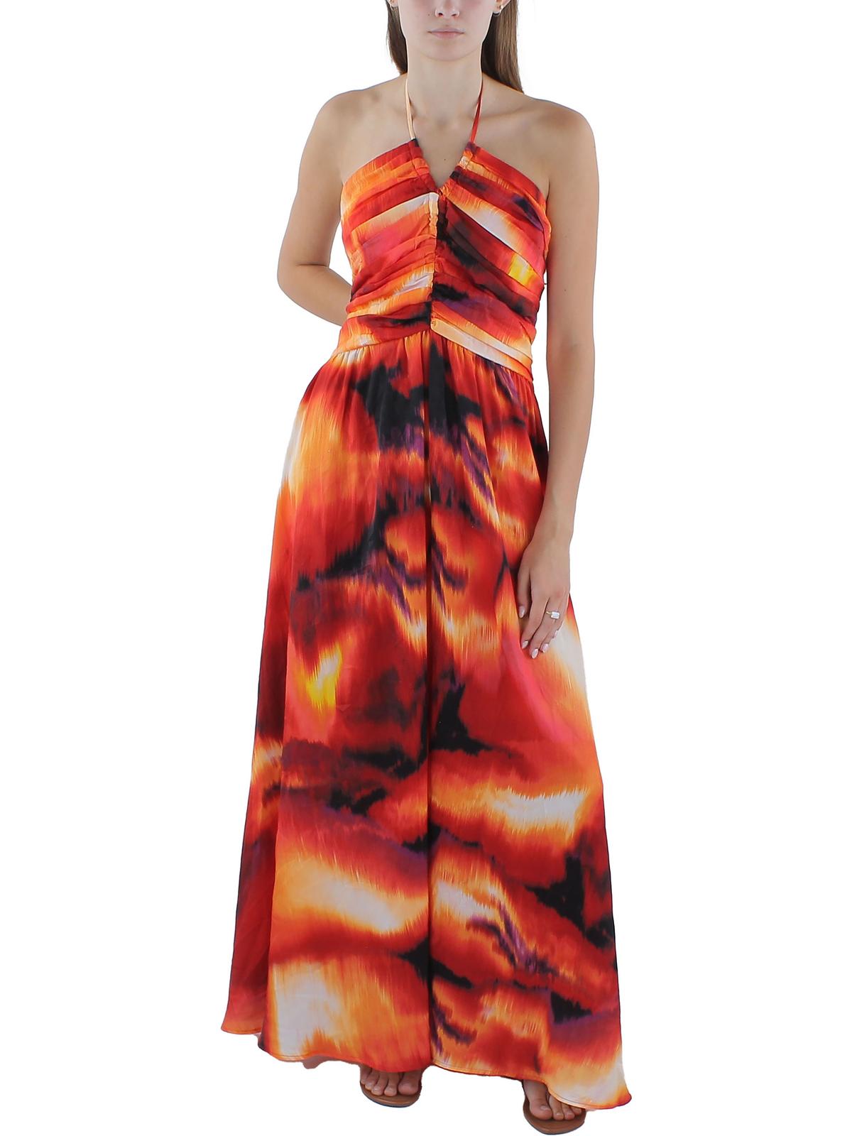 

Женское длинное платье макси с принтом DKNY, цвет black/persimmon multi