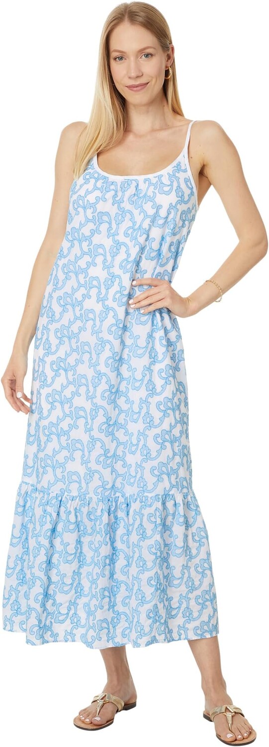 

Платье Lilly Pulitzer Amerie Embroidered Cotton, цвет Lunar Blue Flamingle Embroidered Cotton