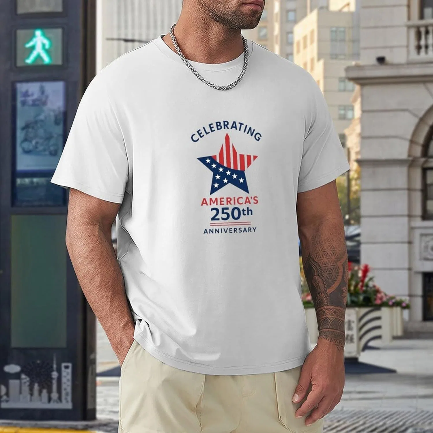Футболка мужская с принтом, хлопковая, White-style-4 — фото 2