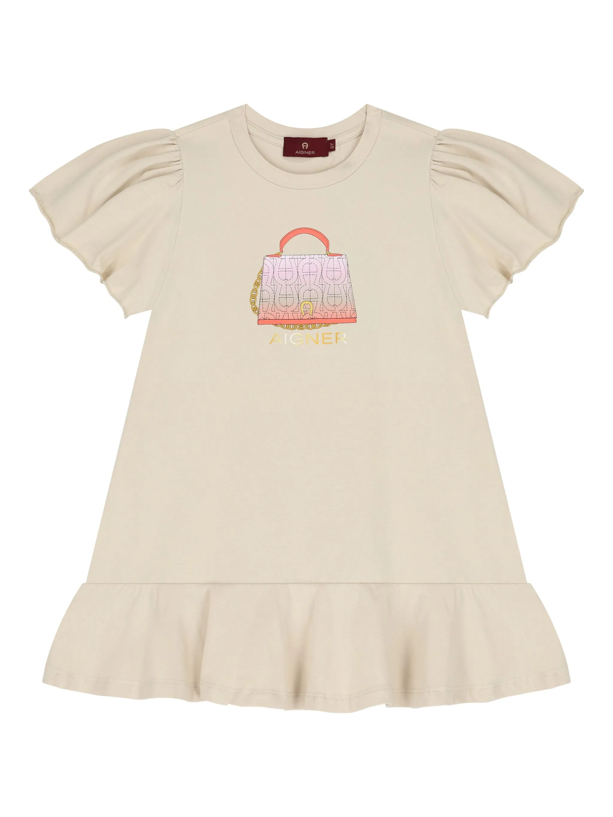 

Платье с оборками и принтом Aigner Kids, бежевый