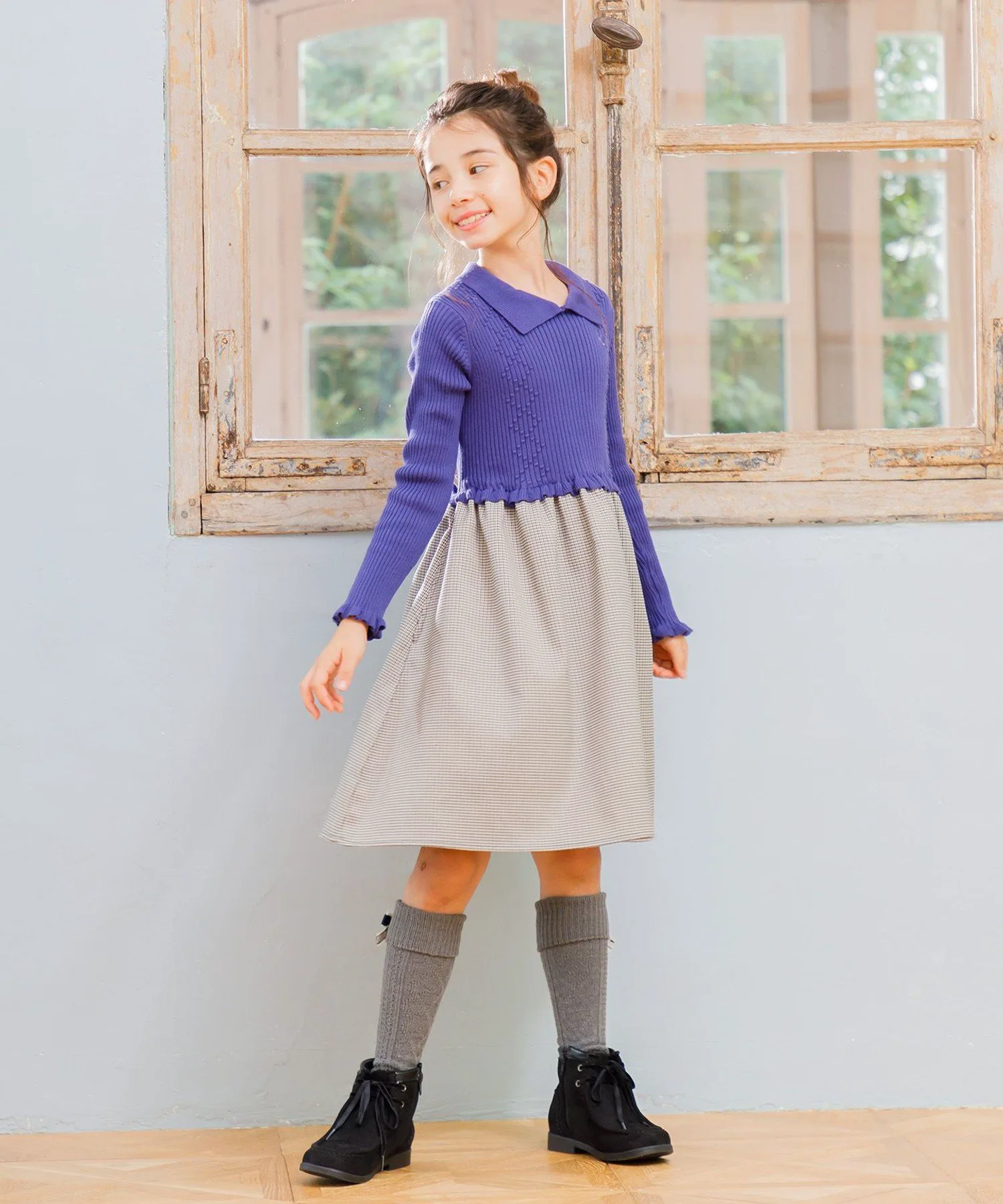 Платье для верховой езды в клетку «гусиная лапка» 110-140 см Suite Kids, цвет Dull Blue [074] — фото 2