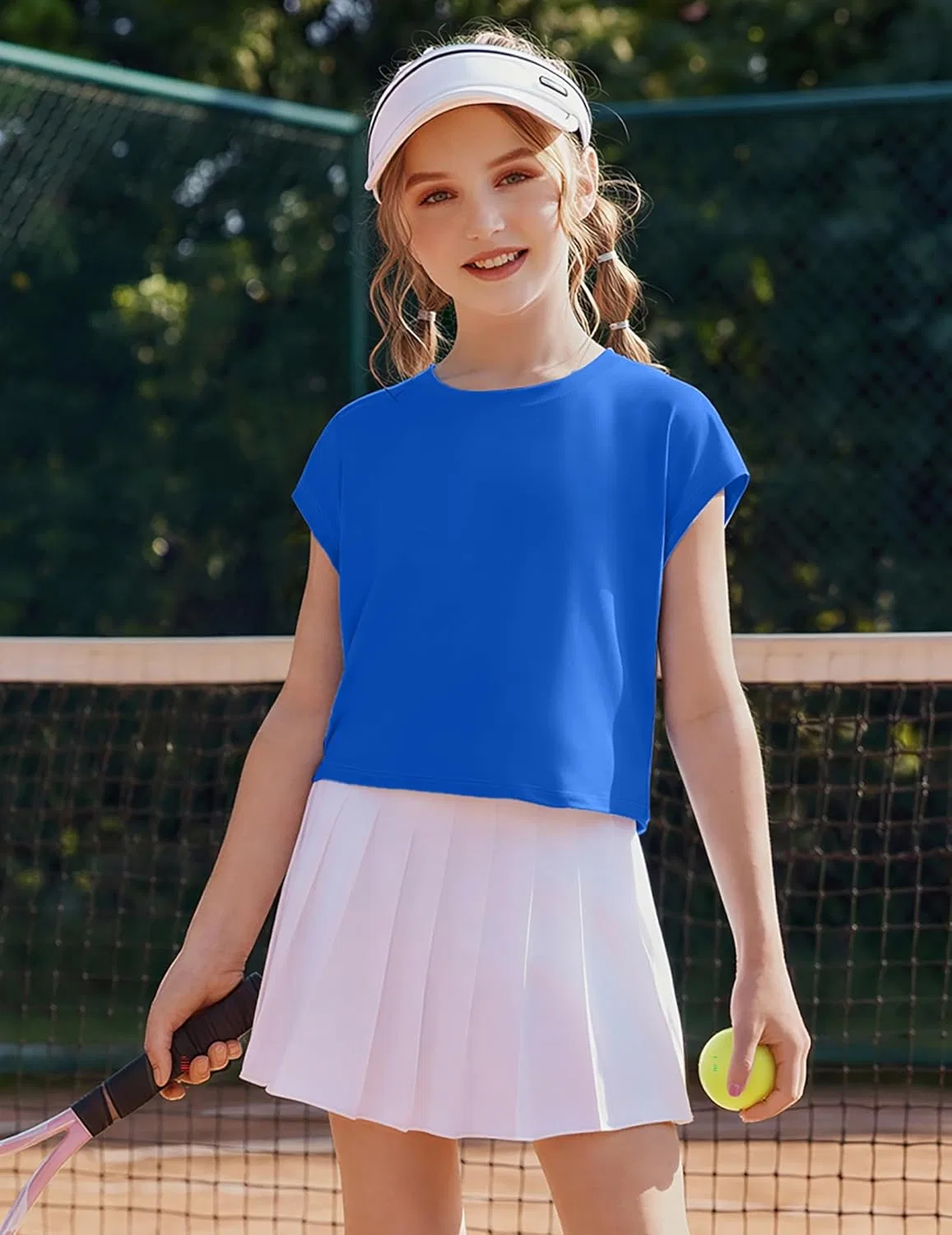 Футболка для девочек Zaclotre с коротким рукавом летучая мышь, Royal Blue — фото 2