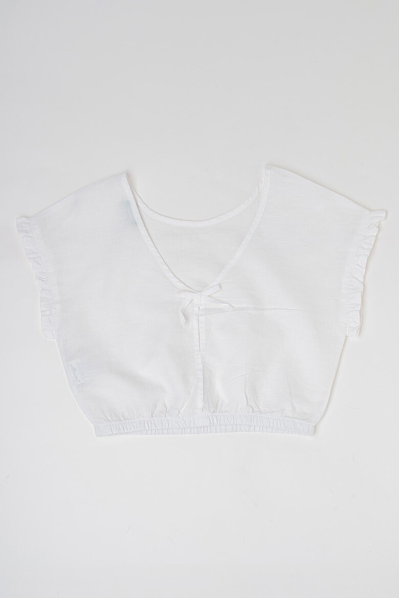 

Укороченная блузка из хлопка, льна и короткими рукавами United Colors Of Benetton, белый