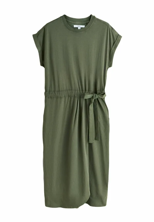 Платье-Саронг из трикотажа, облегающего фигуру. Next, Washed Khaki Green