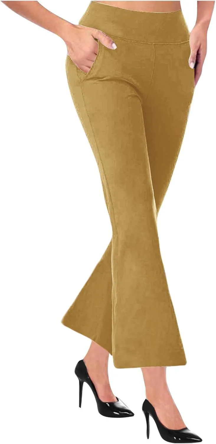 

JOAU Capri Pants для женщин, летние, деловые-повседневные, эластичные, с высокой талией