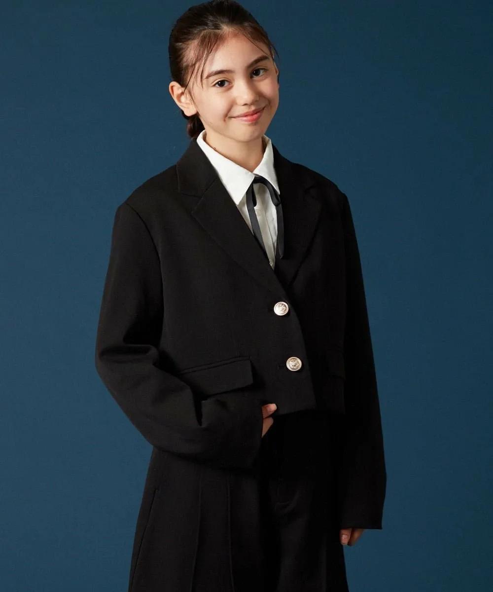 [140-160] [Выпускная форма] Короткий приталенный жакет с эмблемой A.V.V, black