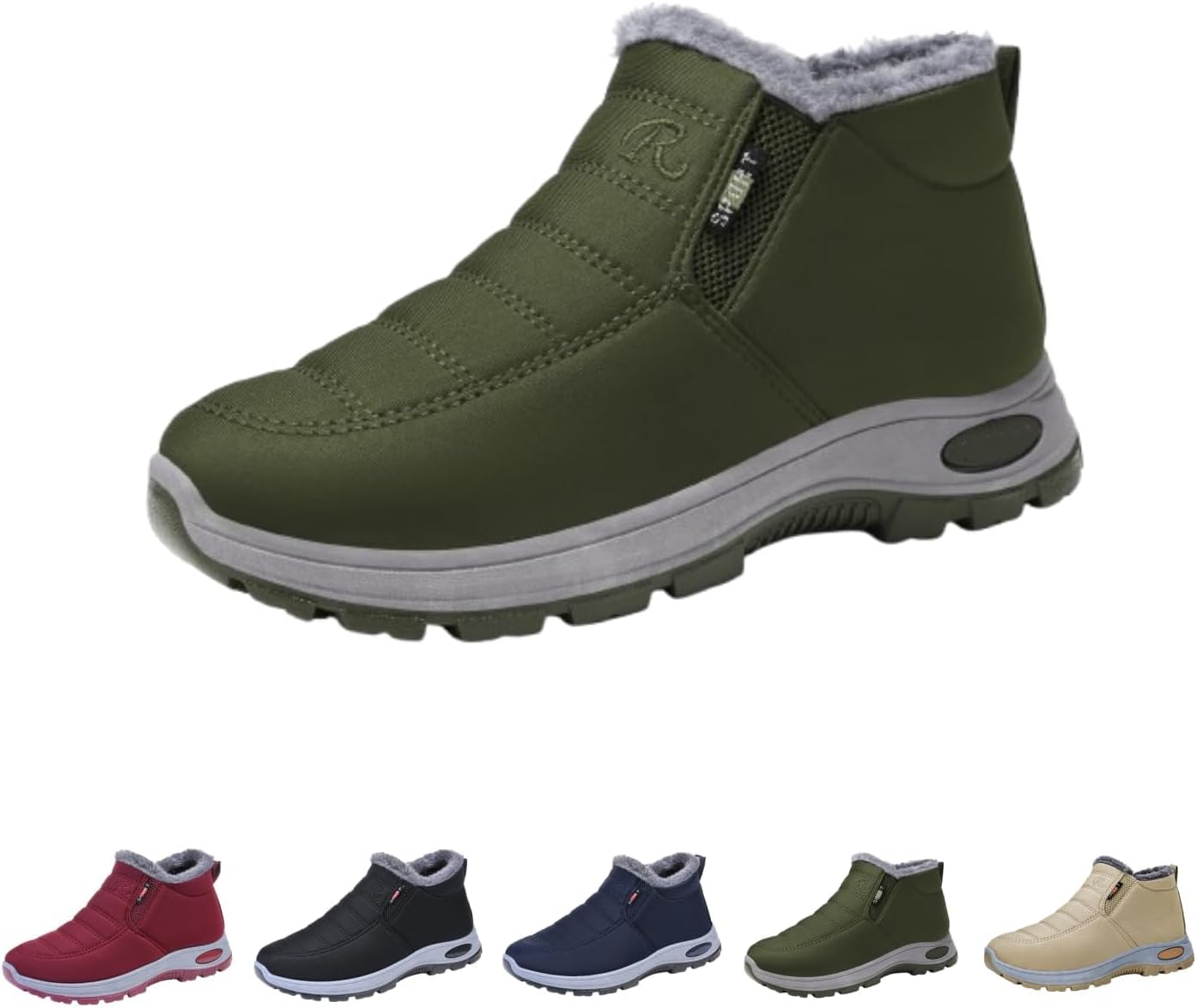 

Зимние ботинки для женщин и мужчин, водонепроницаемые, нескользящие, с мехом, средней длины, кроссовки, ботильоны, мягкие, теплые, короткие, для улицы, удобные для ходьбы, модная обувь Generic, зеленый