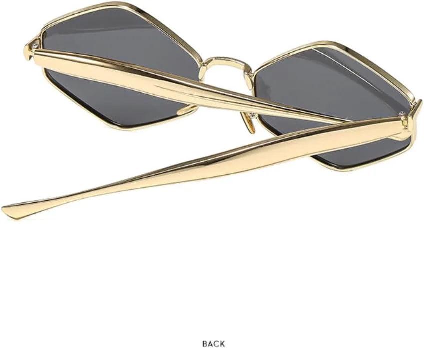 

Популярные модные многоугольные солнцезащитные очки для женщин и мужчин, трендовые квадратные очки с защитой от УФ-излучения UV400 TVTBBVV, Gold-lightbrown