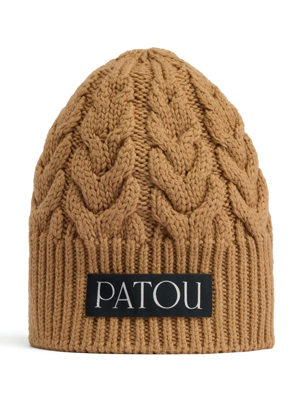 

Шапка бини фактурной вязки PATOU, коричневый