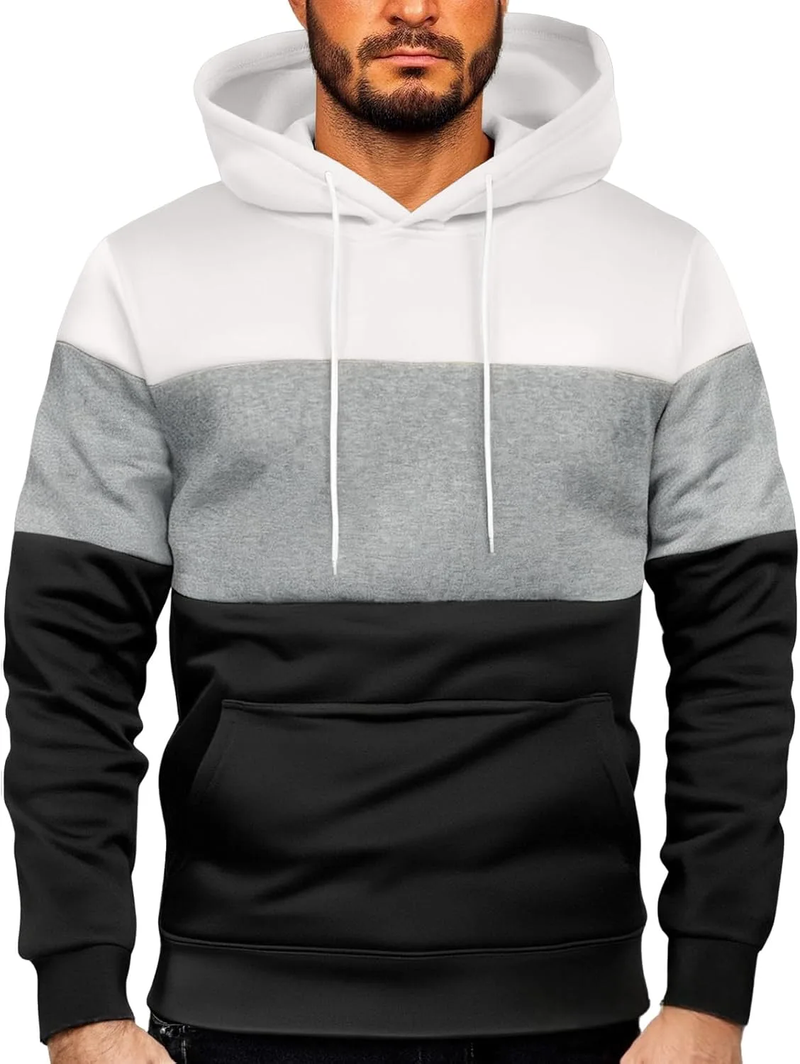 

Мужской худи с цветными блоками, длинный рукав, с карманами XDFVC