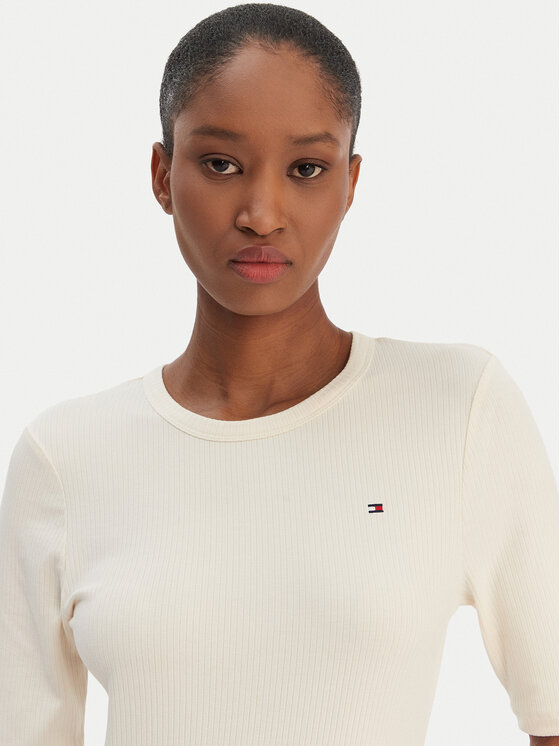 Футболка slim fit WW0WW47308 Tommy Hilfiger, экрю — фото 4
