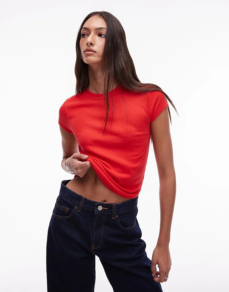 

Повседневная футболка Topshop Tall красного цвета