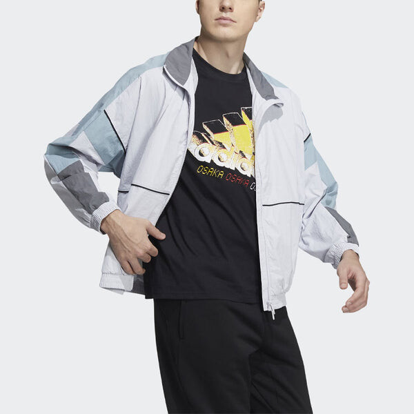 Куртка adidas Contrasting Colors Stand Collar Zipper Sports Jacket Gray, серый — фото 4