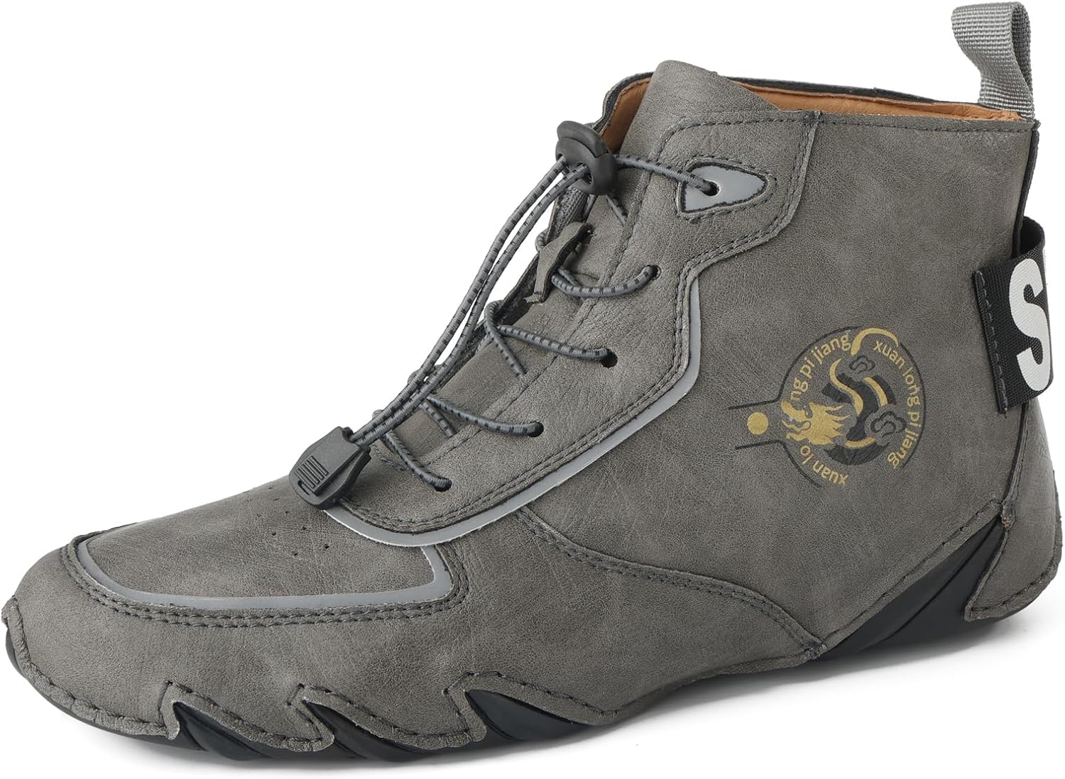 

Мужские повседневные кожаные модные кроссовки, ботинки-чикка на щиколотке, мокасины на легкой подошве, для ходьбы и вождения Abborora, серый