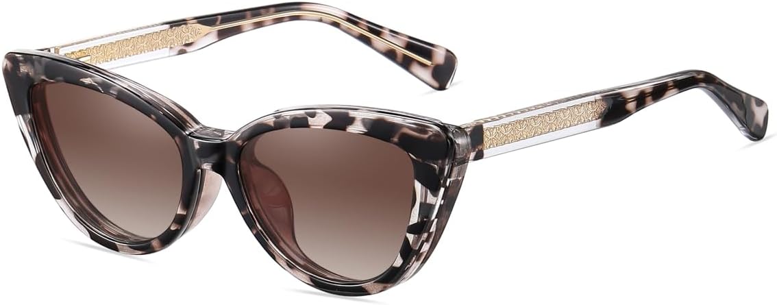 

Женские поляризованные солнцезащитные очки с зажимом, оправа TR90, толстая рамка, магнитная застежка, защита от синего света, форма «кошачий глаз» LIGOES, Leopard With Brown