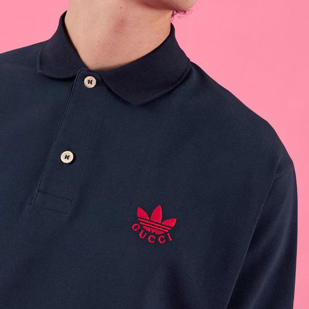 Рубашка поло унисекс Gucci X Adidas, темно-синий — фото 4