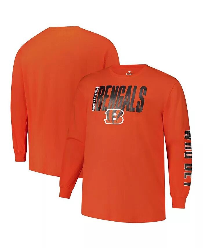 

Мужская оранжевая футболка с длинным рукавом Cincinnati Bengals Big Tall Vision Fanatics
