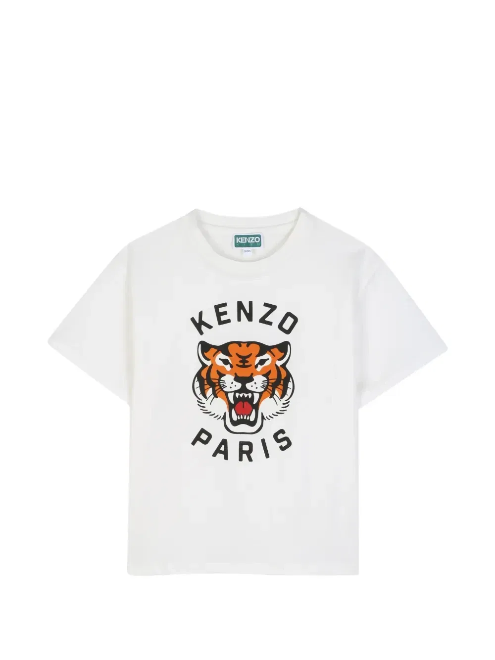 Футболка с круглым вырезом и тигровым принтом Kenzo Kids, белый