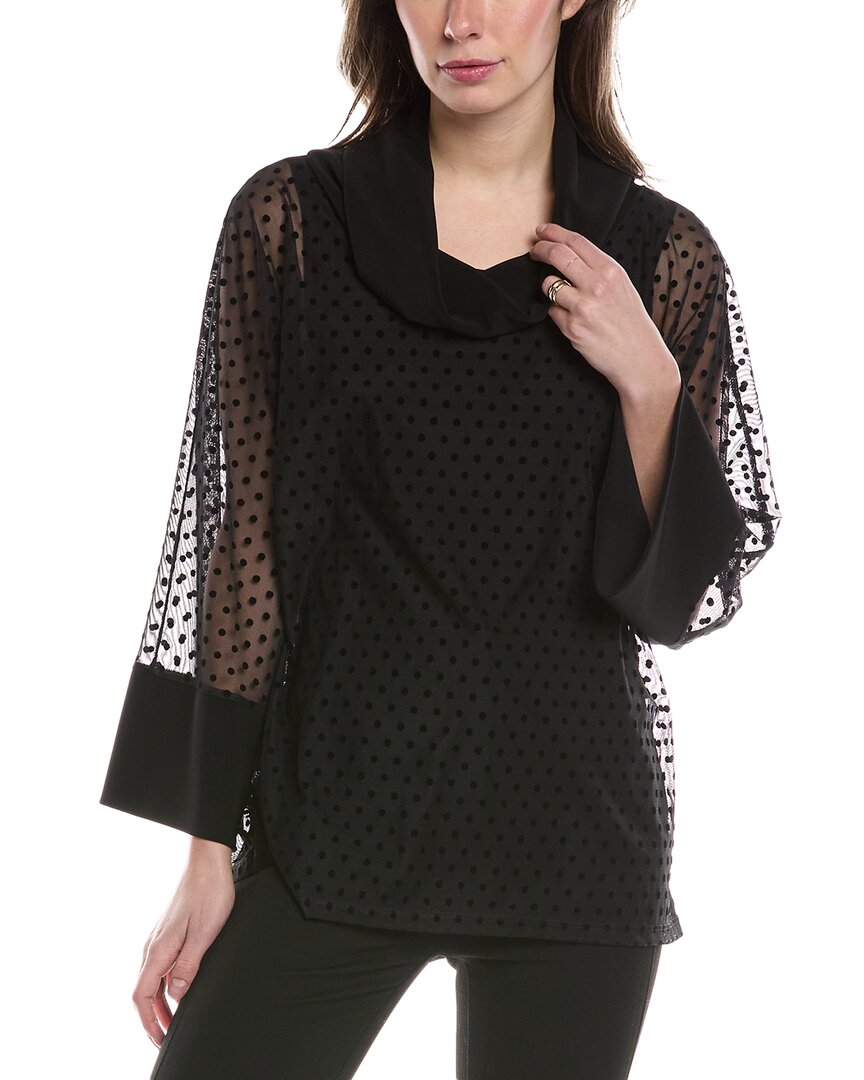 

Топ из сетки Joseph Ribkoff Flocked Dot, черный