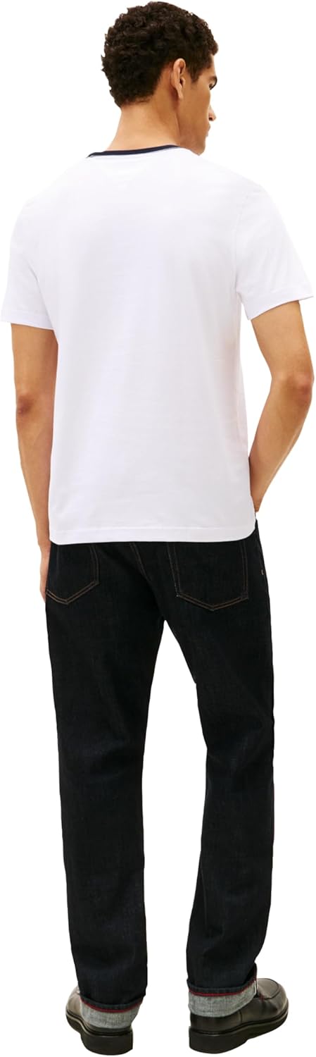 Мужская футболка с коротким рукавом и фирменными полосками Tommy Hilfiger, Bright White — фото 4