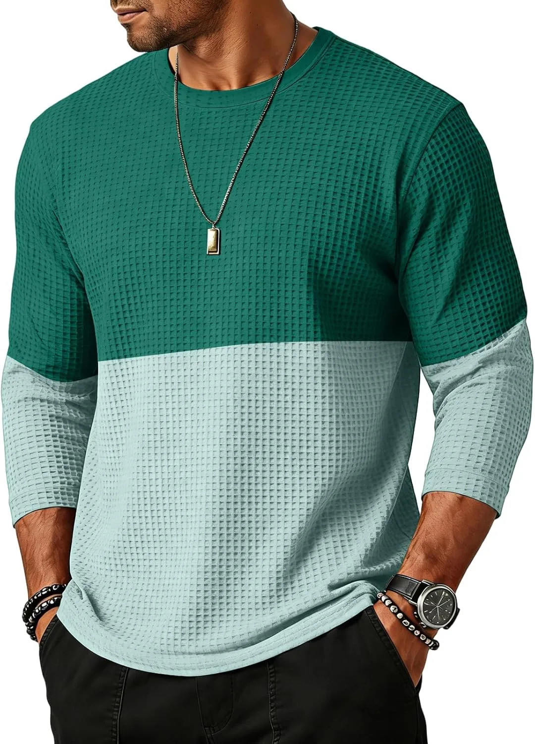 

Мужская футболка Wenkomg1 с 3/4 рукавом для спорта и отдыха, S-3XL