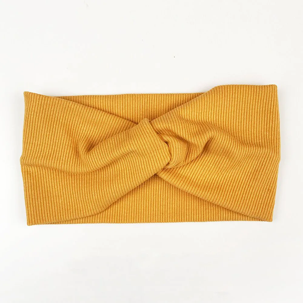 Ребристая повязка на голову для женщин, широкая Miniministore, Yellow