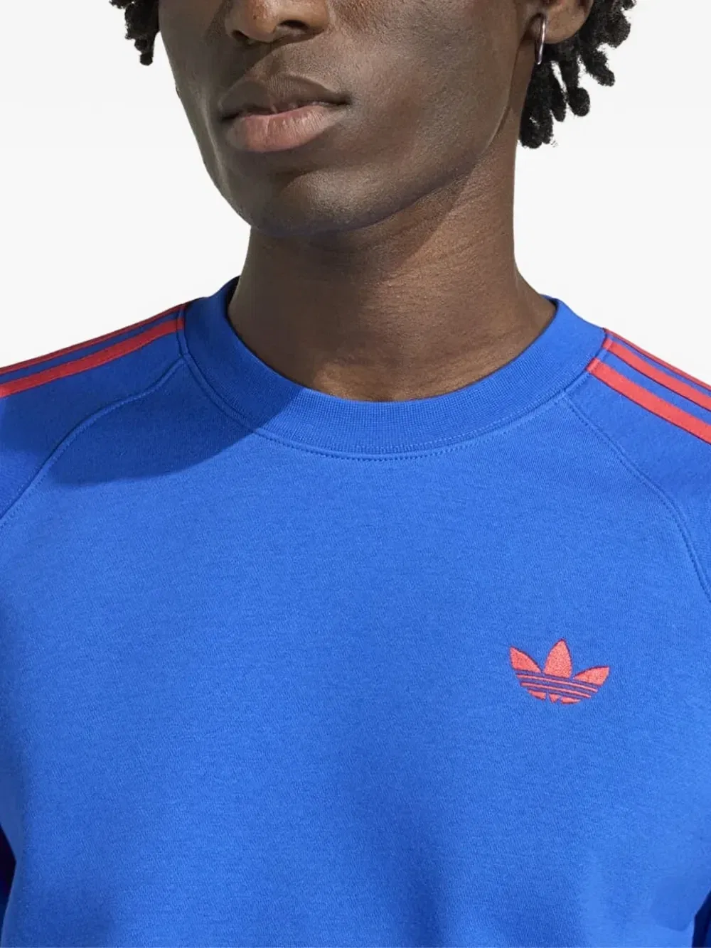 Свитер с круглым вырезом и тремя полосками Adidas, синий — фото 4