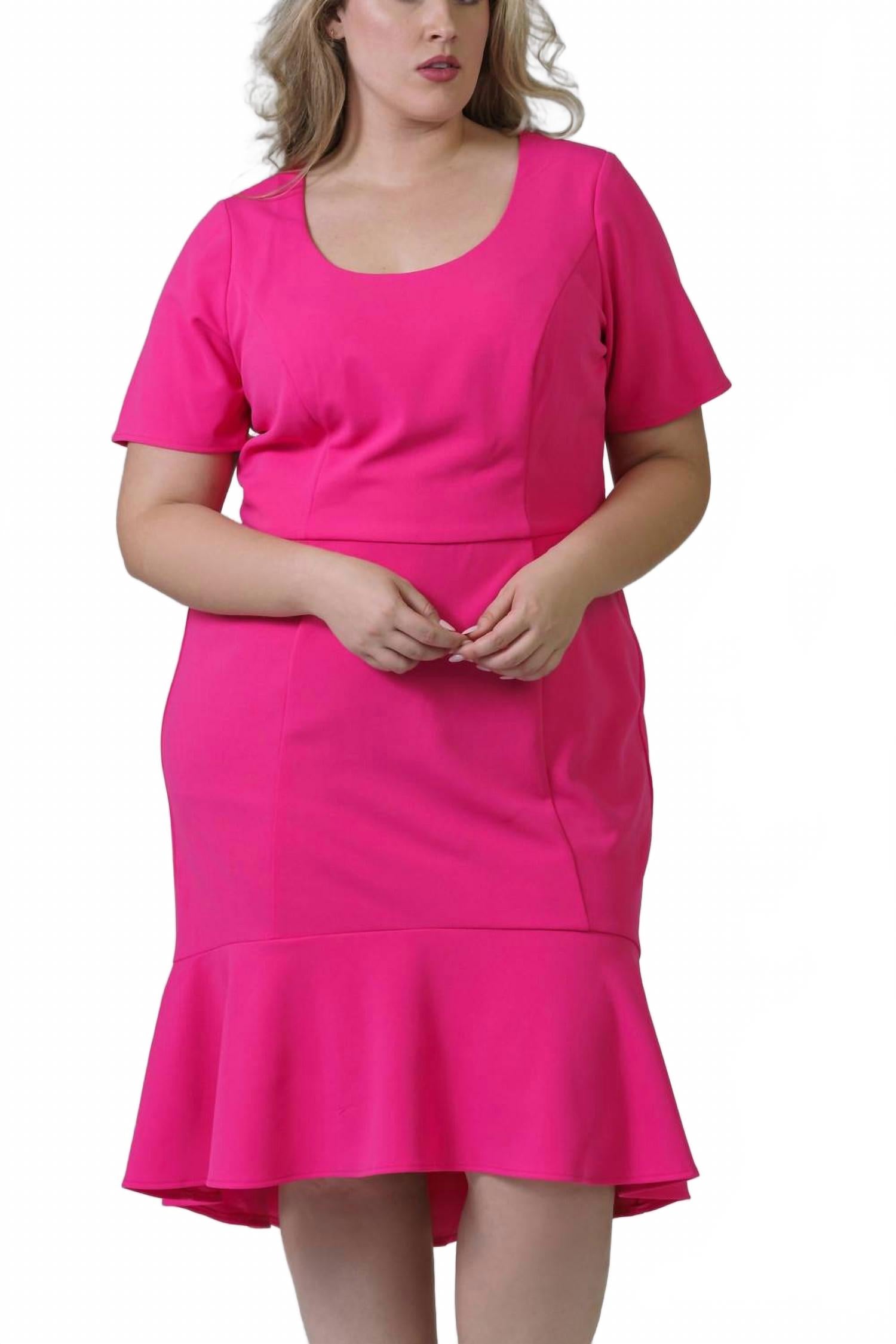 

Элестрия Платье миди с круглым вырезом и короткими рукавами в ярко-розовом цвете London Times