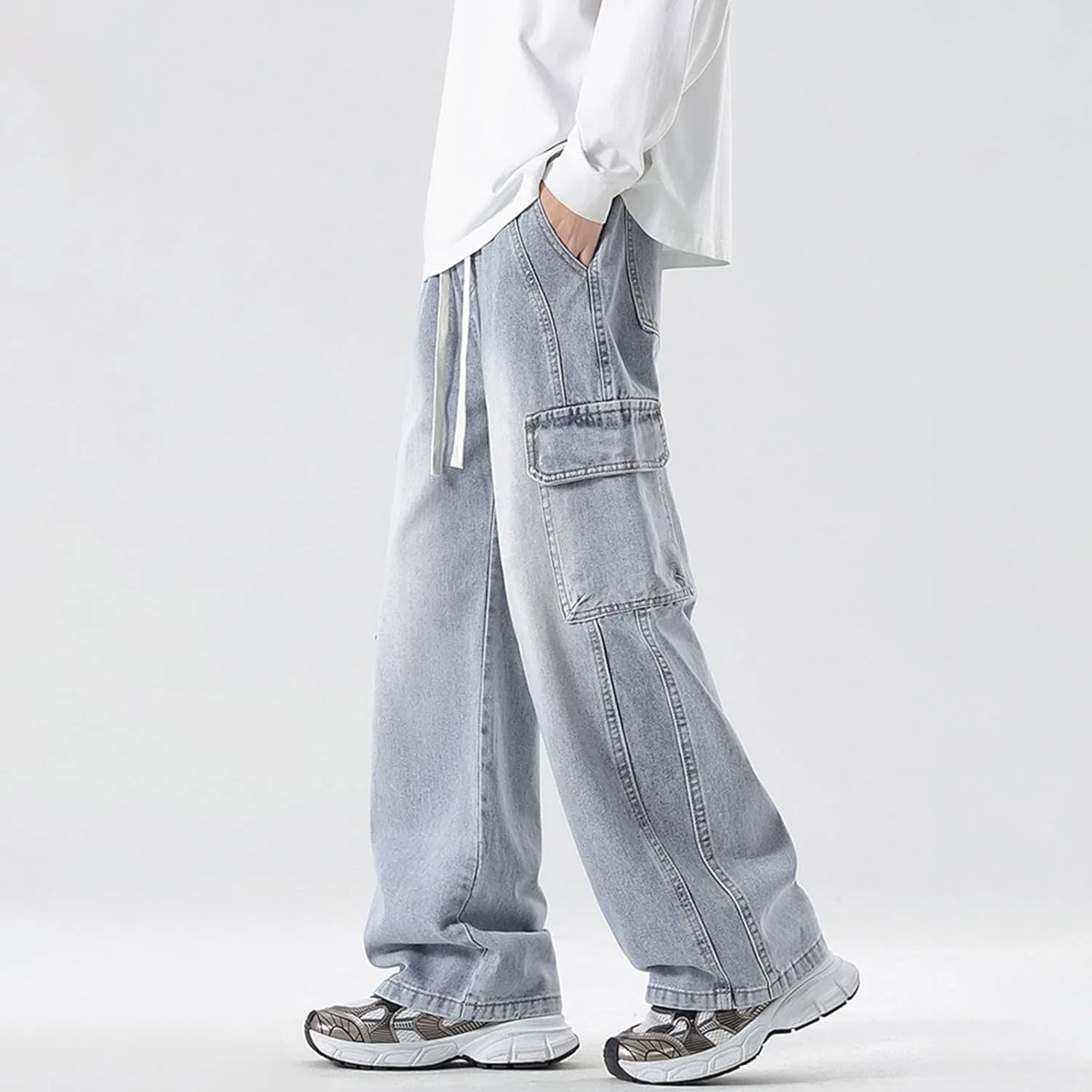 Джинсы свободные Y2K, A15 Light Blue — фото 3