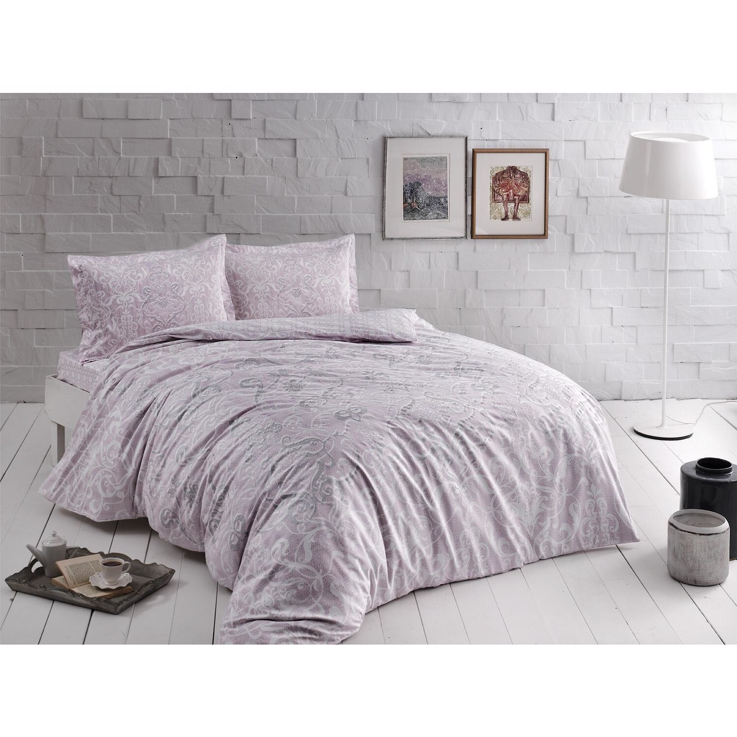 

Двойной атласный Комплект постельного белья Tac - Castillo Lilac