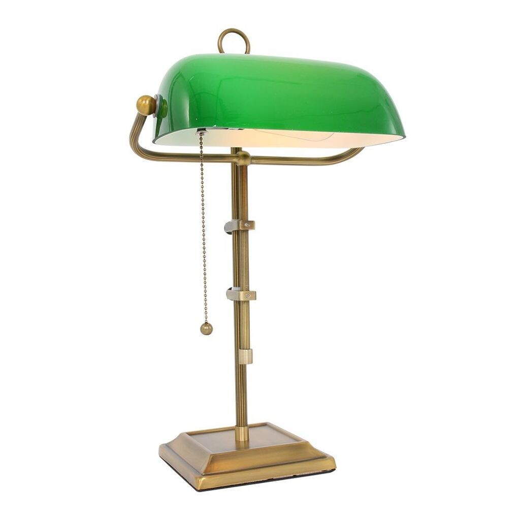 

Настольная лампа Banker RGB LED, бронза, абажур из зеленого стекла, В 56 см etc-shop, золото