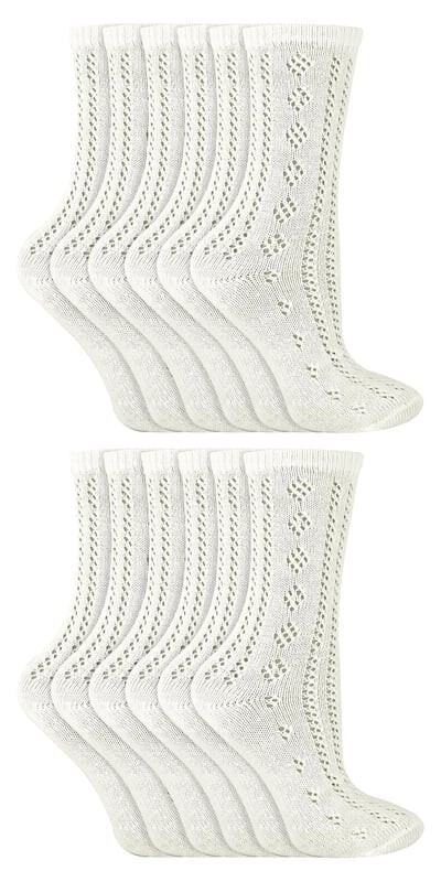 

12 пар хлопковых носков до щиколотки для девочек в упаковке с пелерином Sock Snob, белый