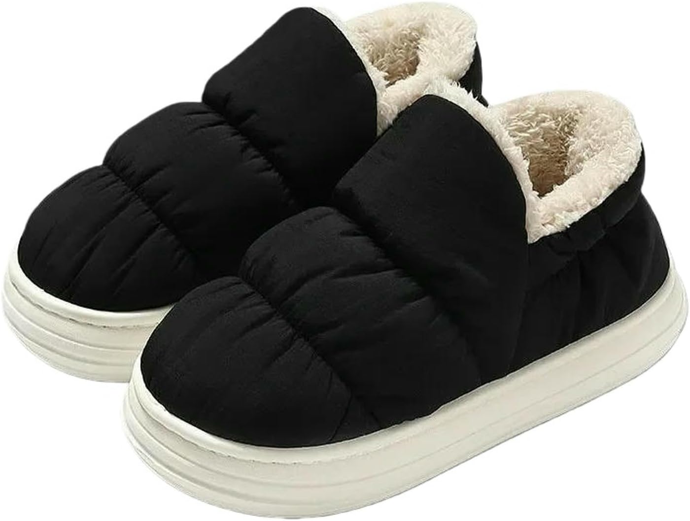 

Домашние тапочки для мужчин и женщин, зимние теплые, повседневные с нескользящей подошвой, толстые, для дома Uebherv, черный