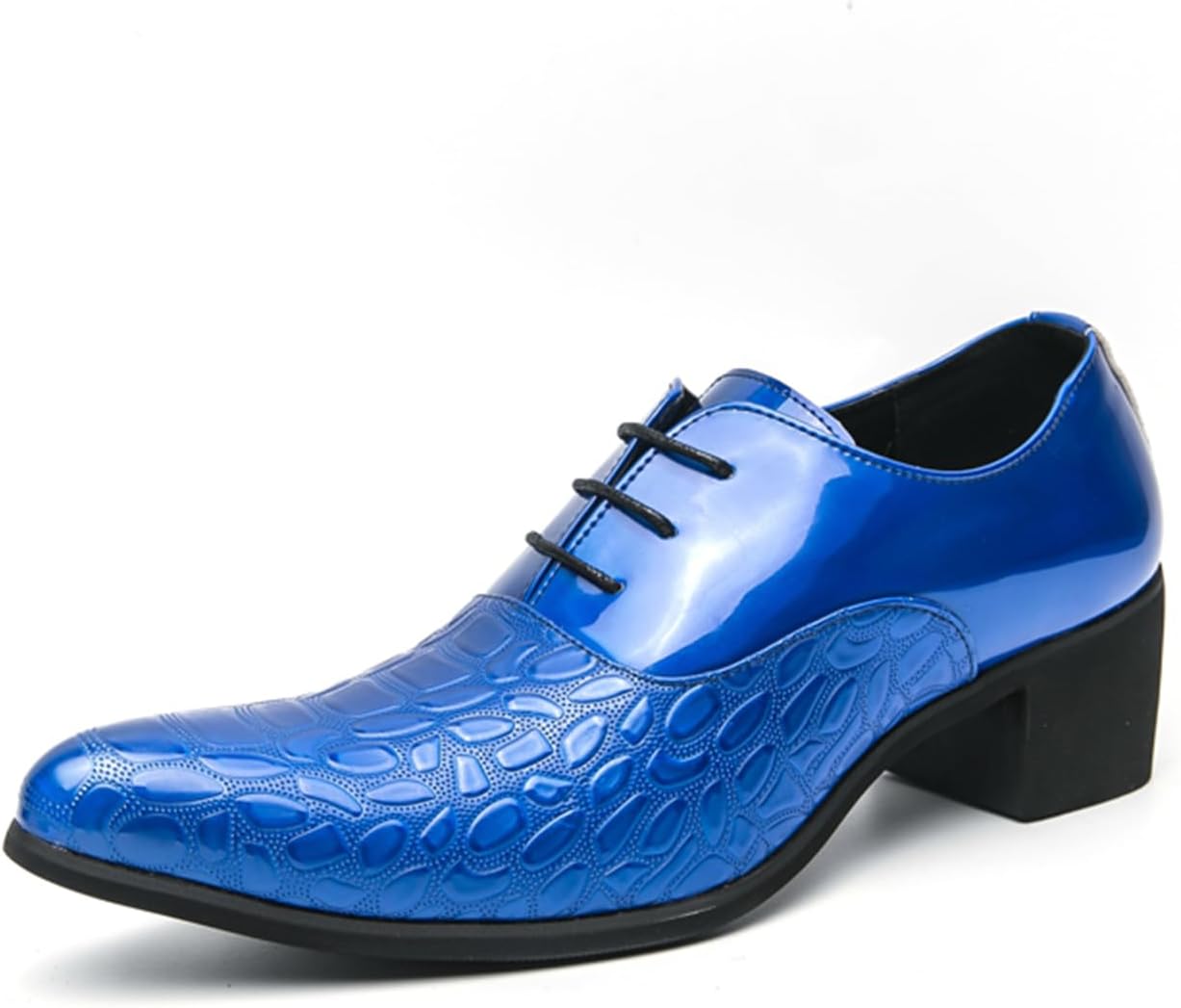 

Мужские дерби-оксфорды с заостренным носком из лакированной кожи, классические с шнуровкой, низкие с твердой подошвой и высоким каблуком, модные туфли на выпуск, для бизнеса, свадеб и торжеств Abborora, синий