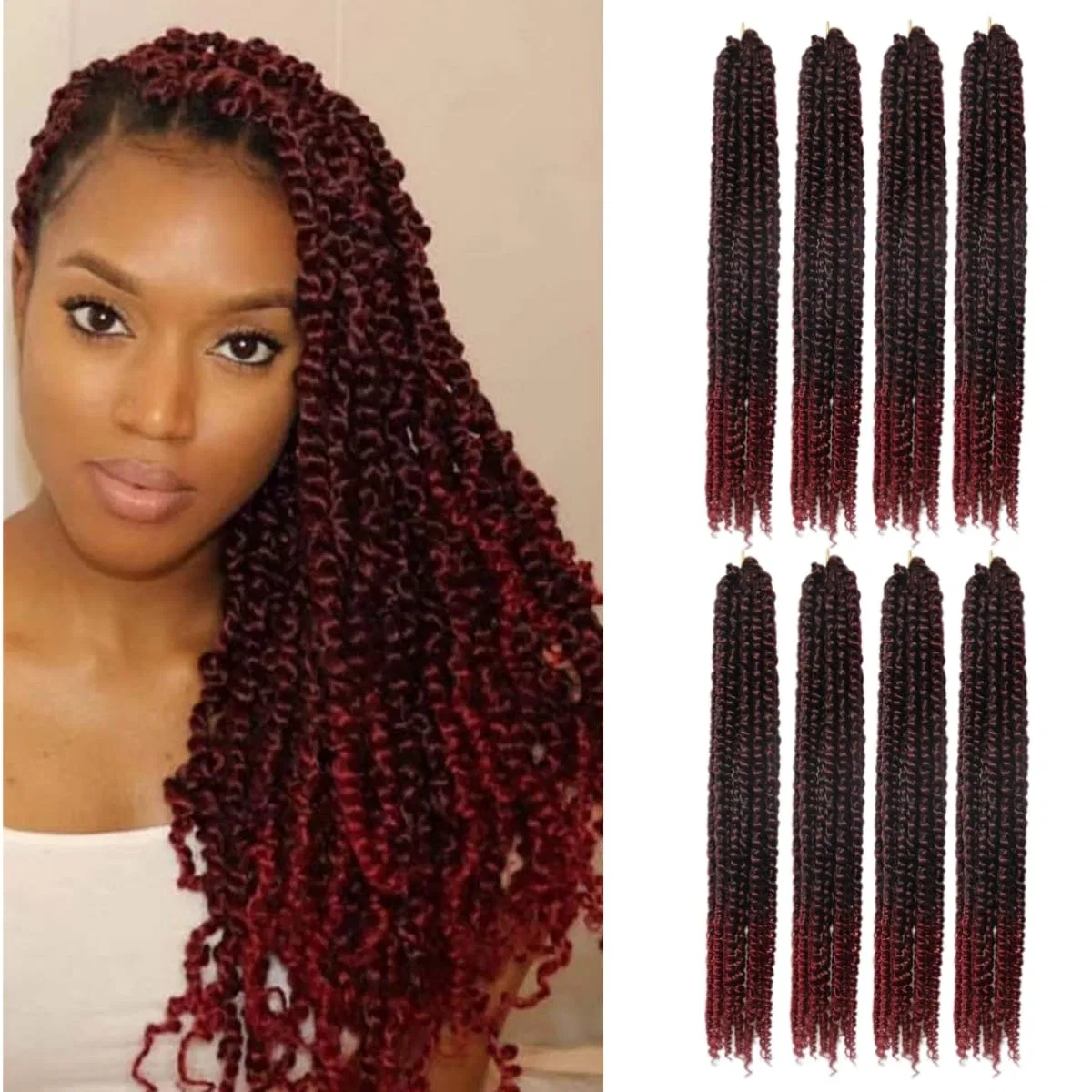 Набор для плетения кос Passion Twist Hair, 8 упаковок, 22 дюйма Qiyazai