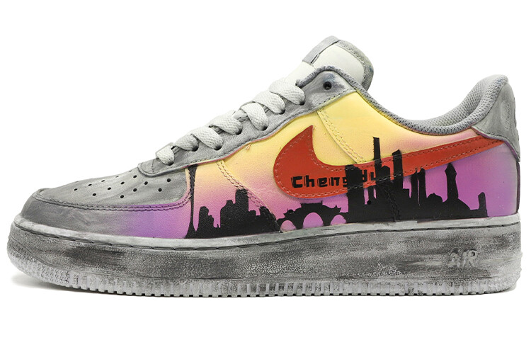 

Кроссовки Nike Air Force 1 Skateboard Shoes Men Low-Top Gray-purple-yellow