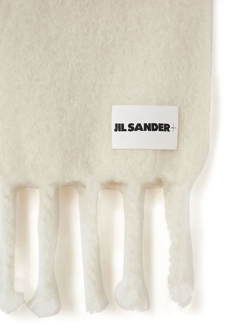 Шарф крупной вязки с нашивкой-логотипом JIL SANDER, нейтральный — фото 2