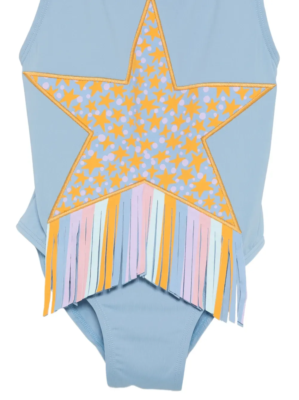 Купальник с бахромой и звездным декором Stella McCartney Kids, синий — фото 3