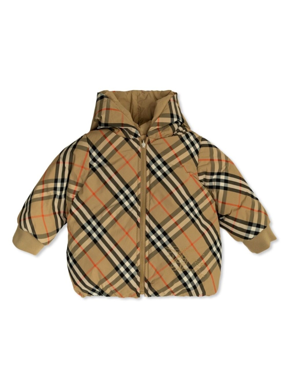 

Burberry Kids двусторонняя куртка-пуховик с принтом в клетку, нейтральный цвет