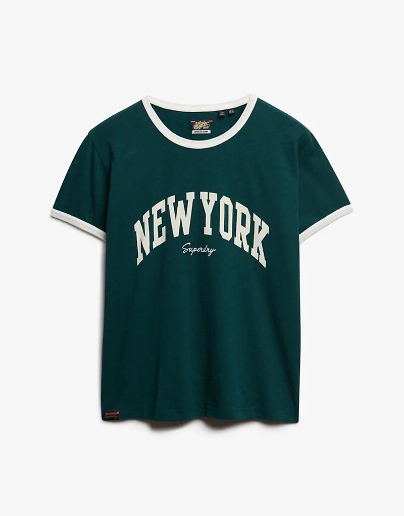

Футболка Superdry Athletic Essential Ringer облегающего кроя, темно-зеленого цвета