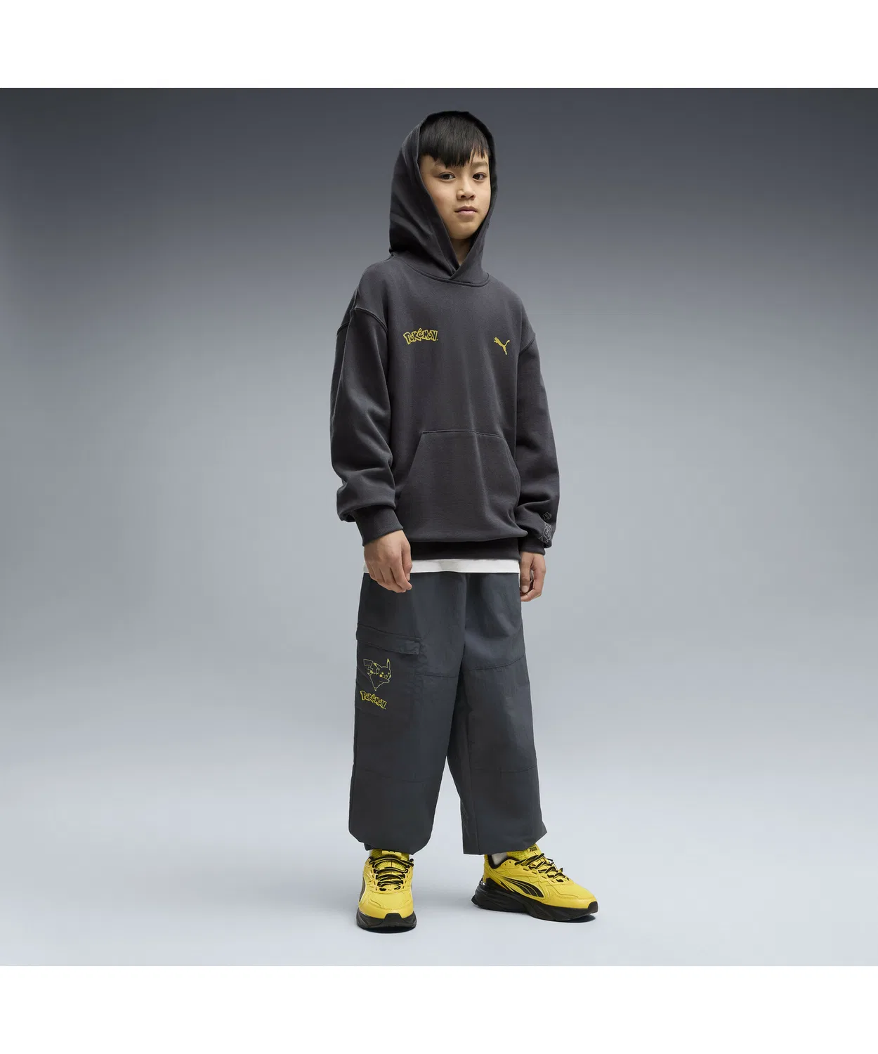 Детская худи PUMA x Pokémon Relaxed Graphic Hoodie серая — фото 3