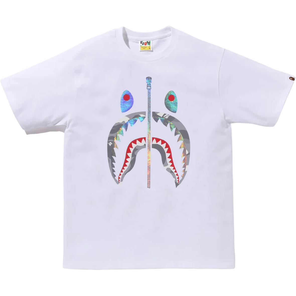 Футболка Bape City Camo Shark SS24 A BATHING APE, бело-серая — фото 4