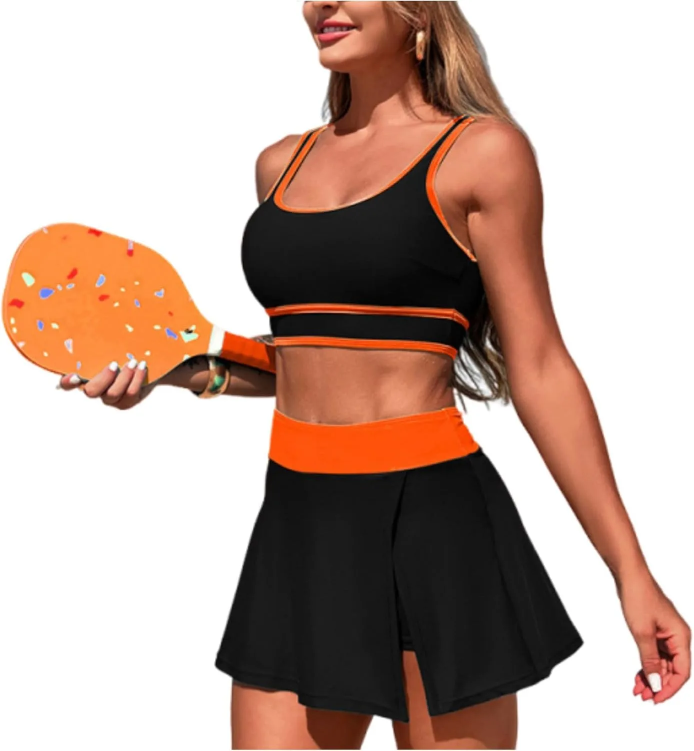 

Женский купальник бикини Color Block спортивный с юбкой