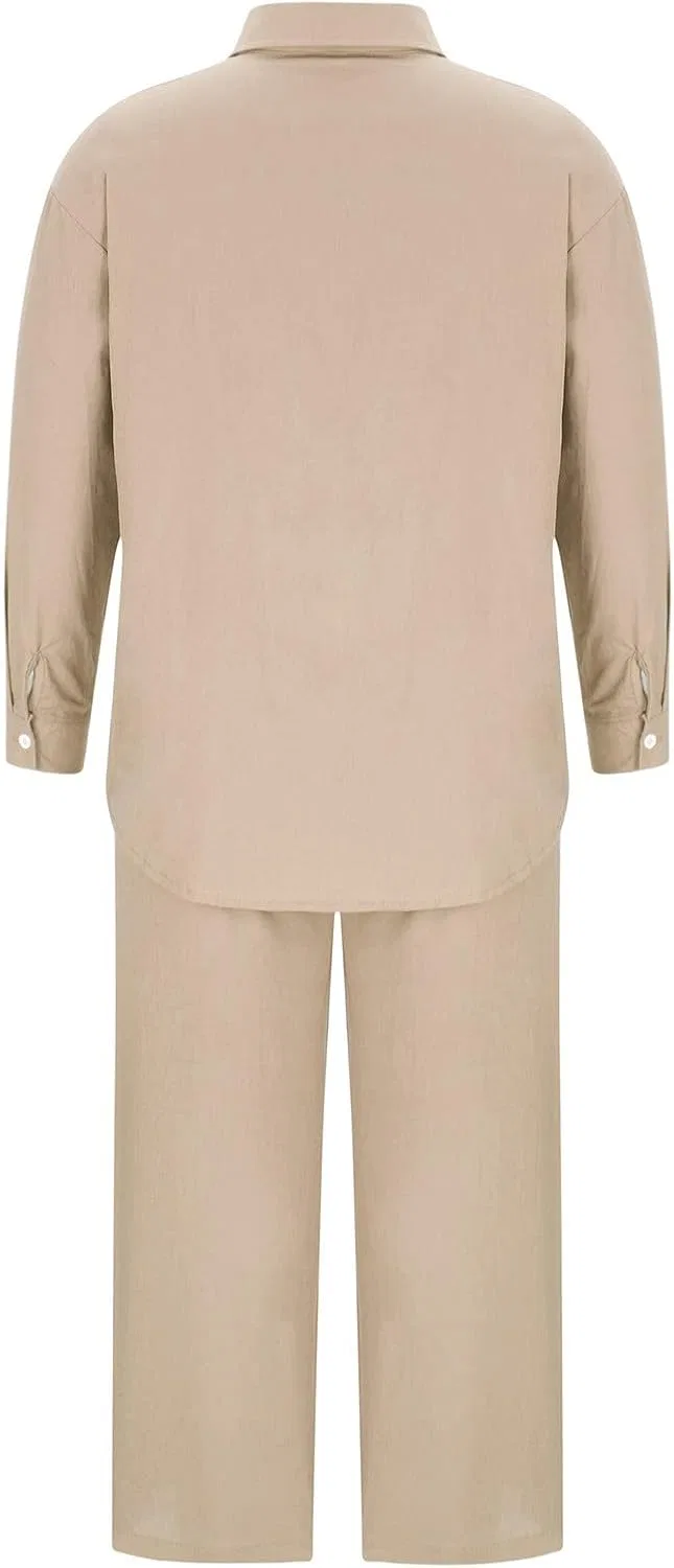 Женский комплект из свитшота и джоггеров, оверсайз, Beige — фото 3