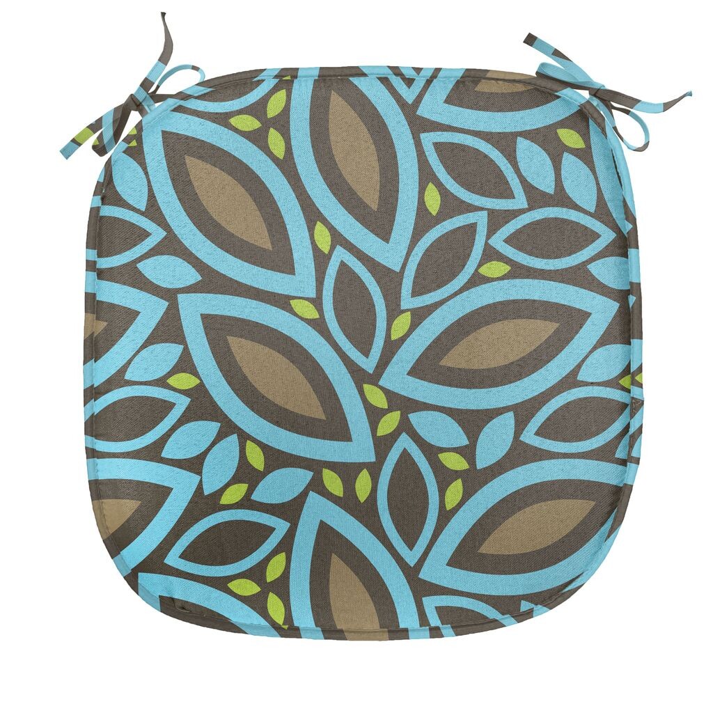 

Подушка для обеденного стула ABAKUHAUS Leaves, узор в стиле ретро, ​​декоративная водонепроницаемая подушка с ремнями для кухонных сидений, 40 см x 40 см, темно-зеленый, темно-синий