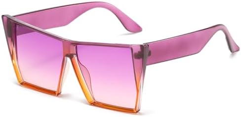

Женские солнцезащитные очки большого квадратного размера 2026 года, модные солнцезащитные очки с градиентными линзами и защитой от УФ-излучения UV400 MTZJH, Orange Purple