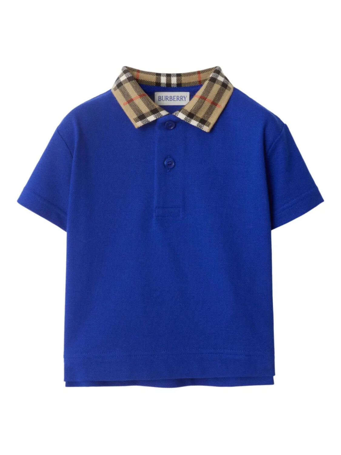 

Рубашка поло с клетчатым воротником Burberry Kids, синий