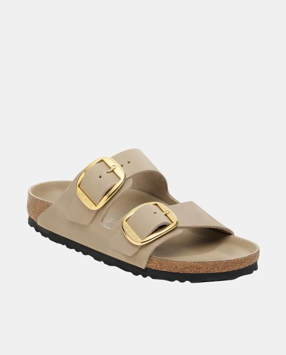 Женские сандалии с большой пряжкой из кожи Birkenstock, карамельный коричневый — фото 2
