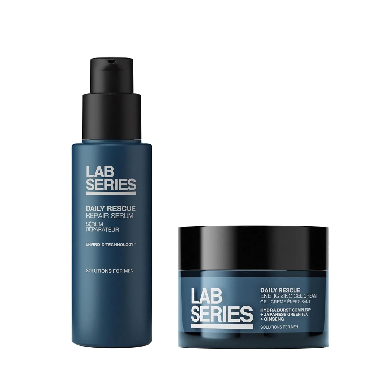 Набор для ухода за кожей лица Lab Series Men's Hydrating Skin Care Set - Daily Rescue Bundle Set - увлажняющий гель-крем 40 мл и восстанавливающая сыворотка для лица 40 мл