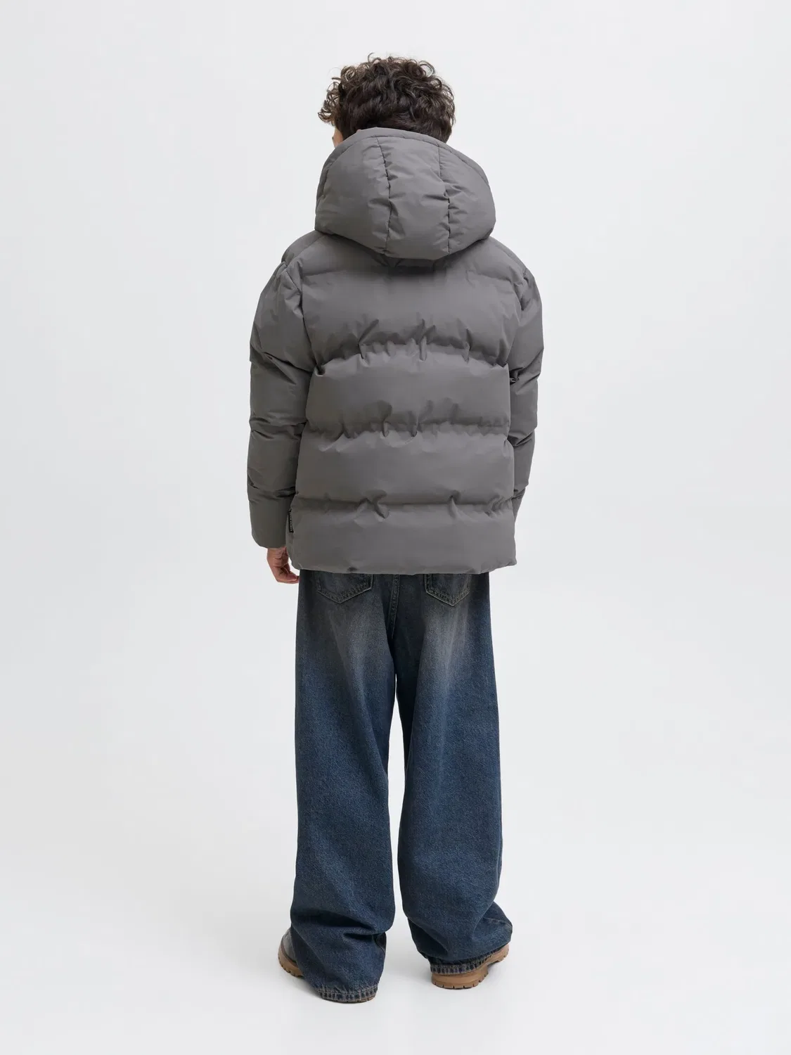 Стеганая куртка капюшон, JACK & JONES Junior, castlerock — фото 4